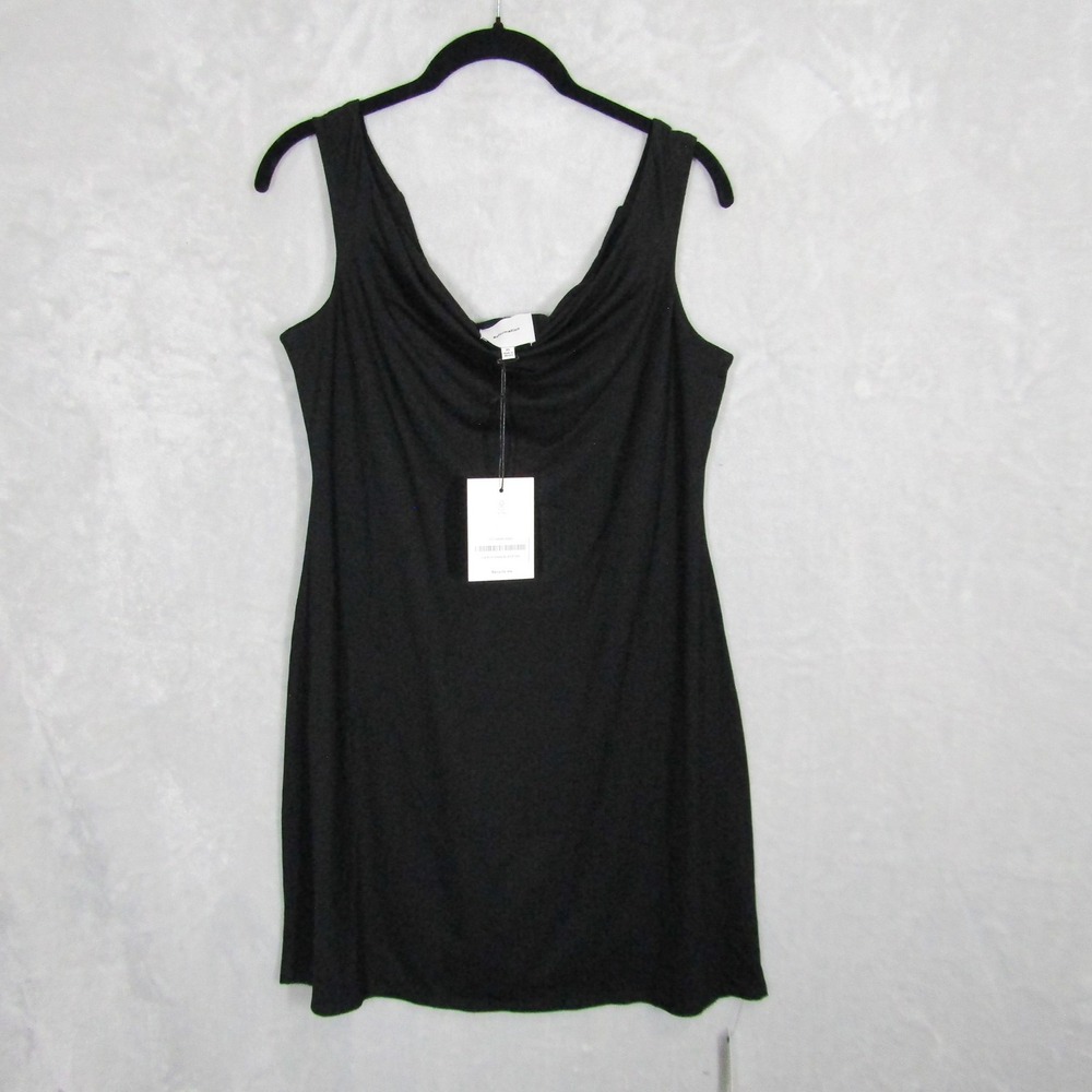 Reformation Dress Lia Knit Womens XL Black Sleeveless Drape Neck Tencel Lyocell